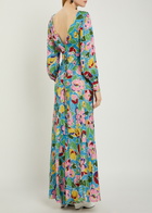 Rixo Marni Floral-print Satin Maxi Dress Blue