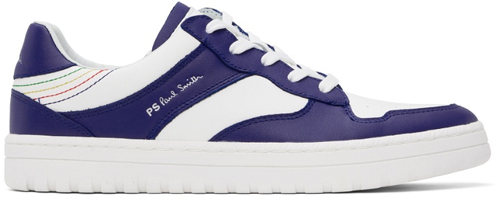 Photo: PS by Paul Smith White & Blue Liston Leather Sneakers