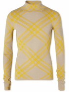 Burberry - Checked Ribbed Wool-Blend Rollneck Sweater - Yellow