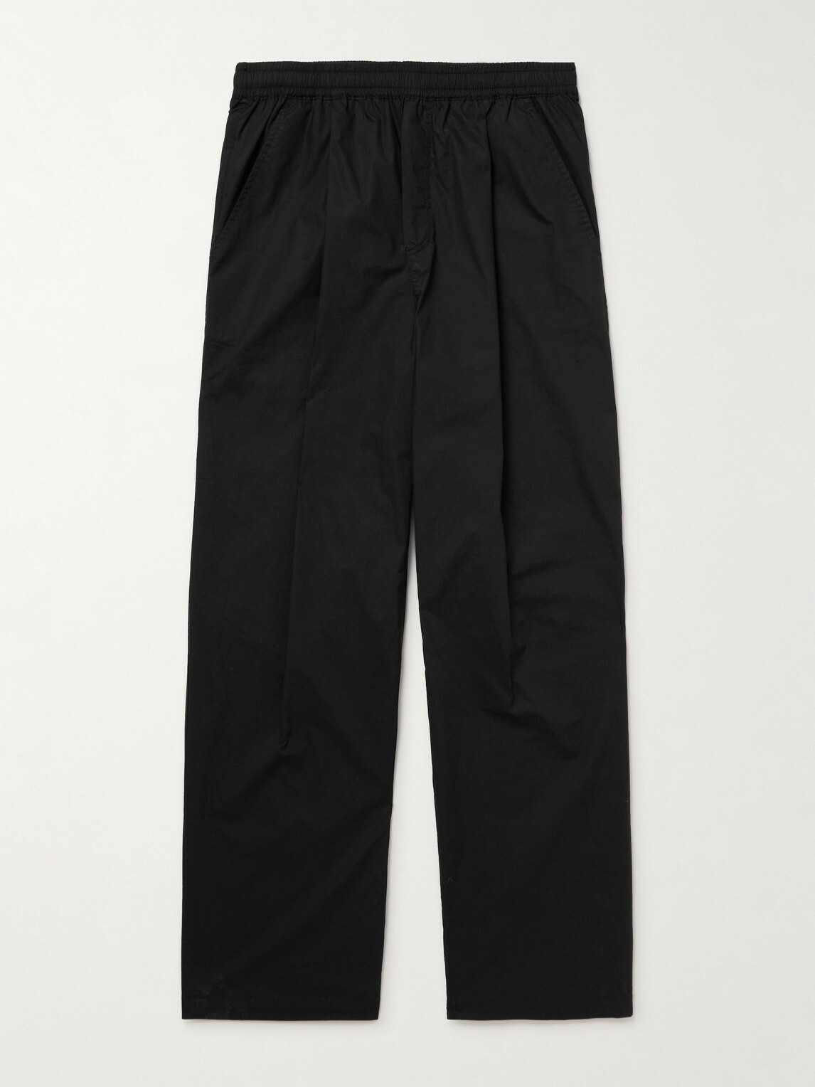 Folk - Straight-Leg Pleated Stretch Cotton-Ripstop Trousers - Black
