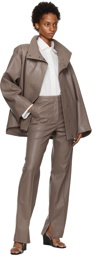 Olēnich Taupe Two-Pocket Faux-Leather Trousers