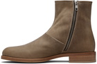 Common Projects Taupe Waxed Leather Zipper Boots