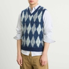 Beams Plus Men's Mohair Argyle Knit Vest in Navy