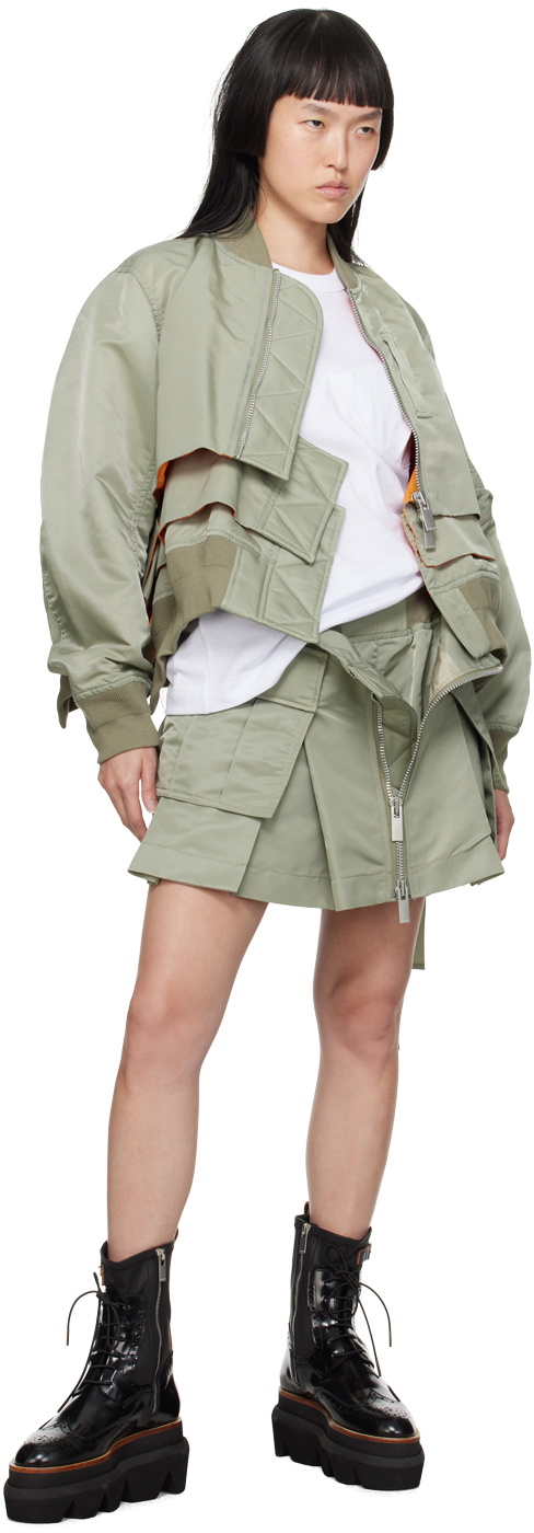 sacai Khaki Layered Bomber Jacket