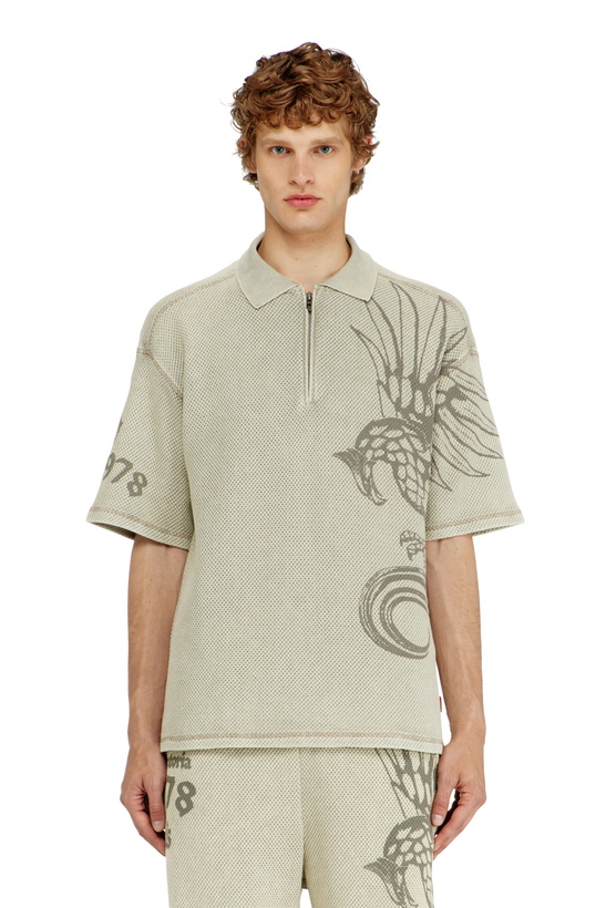 Photo: Diesel Mesh-jacquard polo shirt with Phoenix print - Polos Mens in Beige
