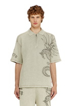 Diesel Mesh-jacquard polo shirt with Phoenix print - Polos Mens in Beige