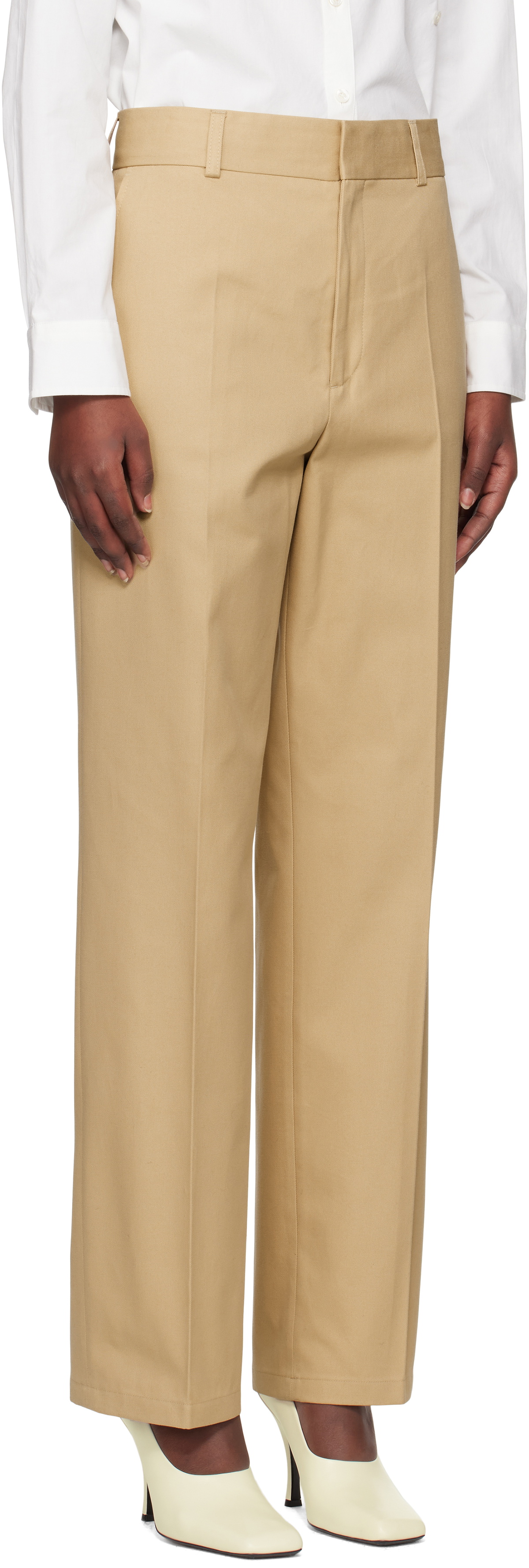 Filippa K Beige Tailored Cotton Trousers