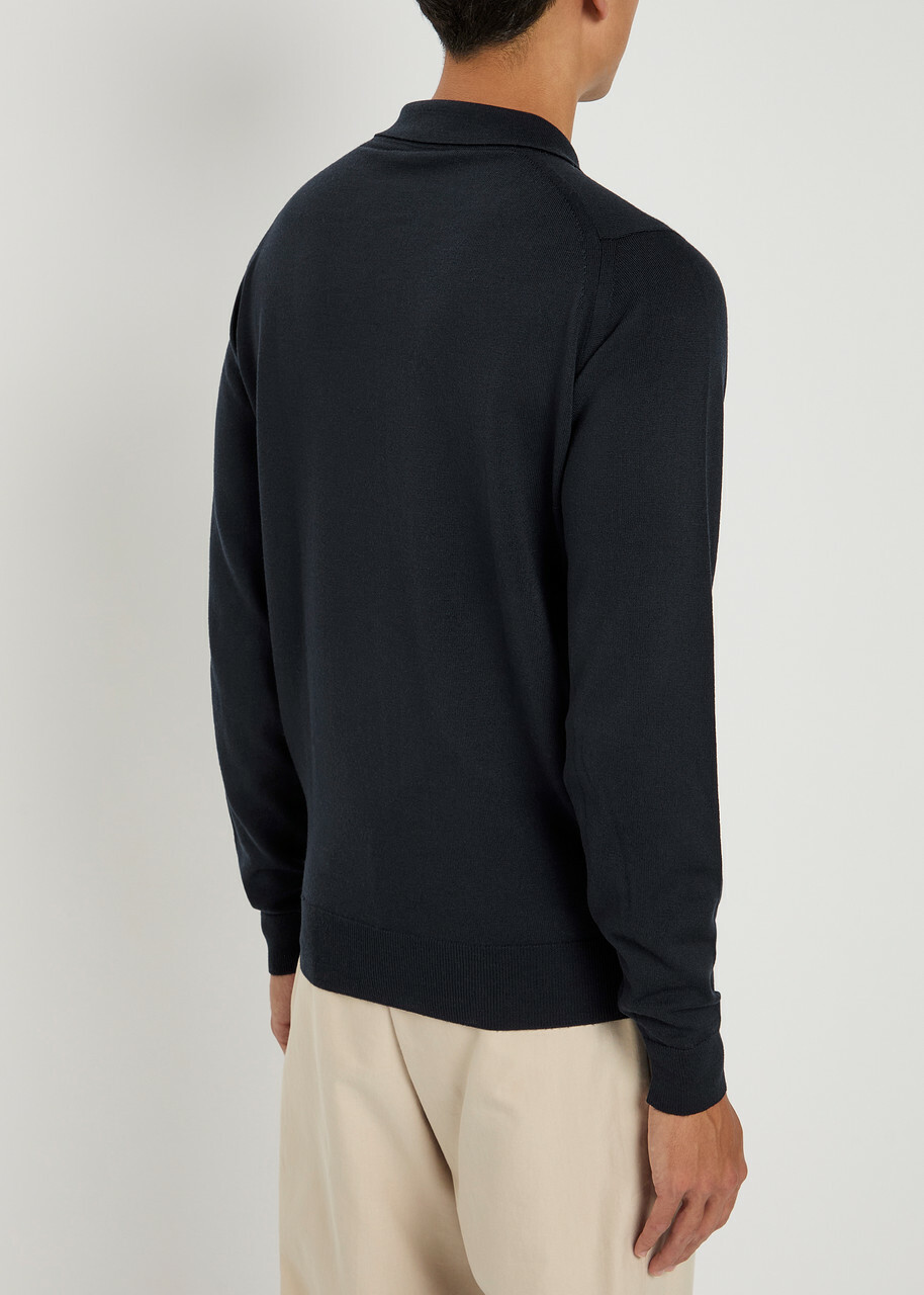 John Smedley Alston Wool Overshirt Jacket Navy