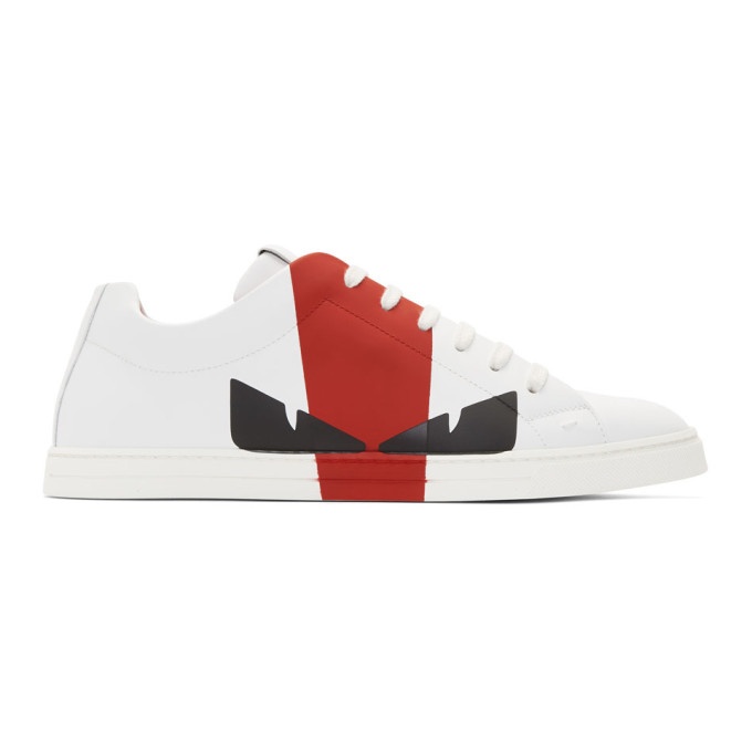 Photo: Fendi White and Red Leather Bag Bugs Sneakers