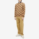 Gucci Men's Jumbo GG Crew Neck Knit in Camel