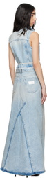 MM6 Maison Margiela Blue Paneled Denim Maxi Dress
