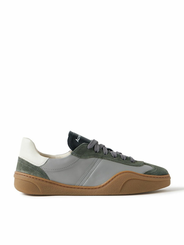Photo: Acne Studios - Bars Low Suede-Trimmed Leather Sneakers - Gray