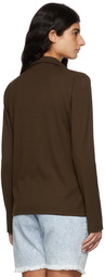 Tanner Fletcher Brown Reece Pointy Collar Ribbed Shirt