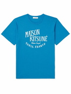 Maison Kitsuné - Logo-Print Cotton-Jersey T-Shirt - Blue