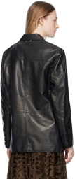 lesugiatelier Black Paneled Faux-Leather Jacket