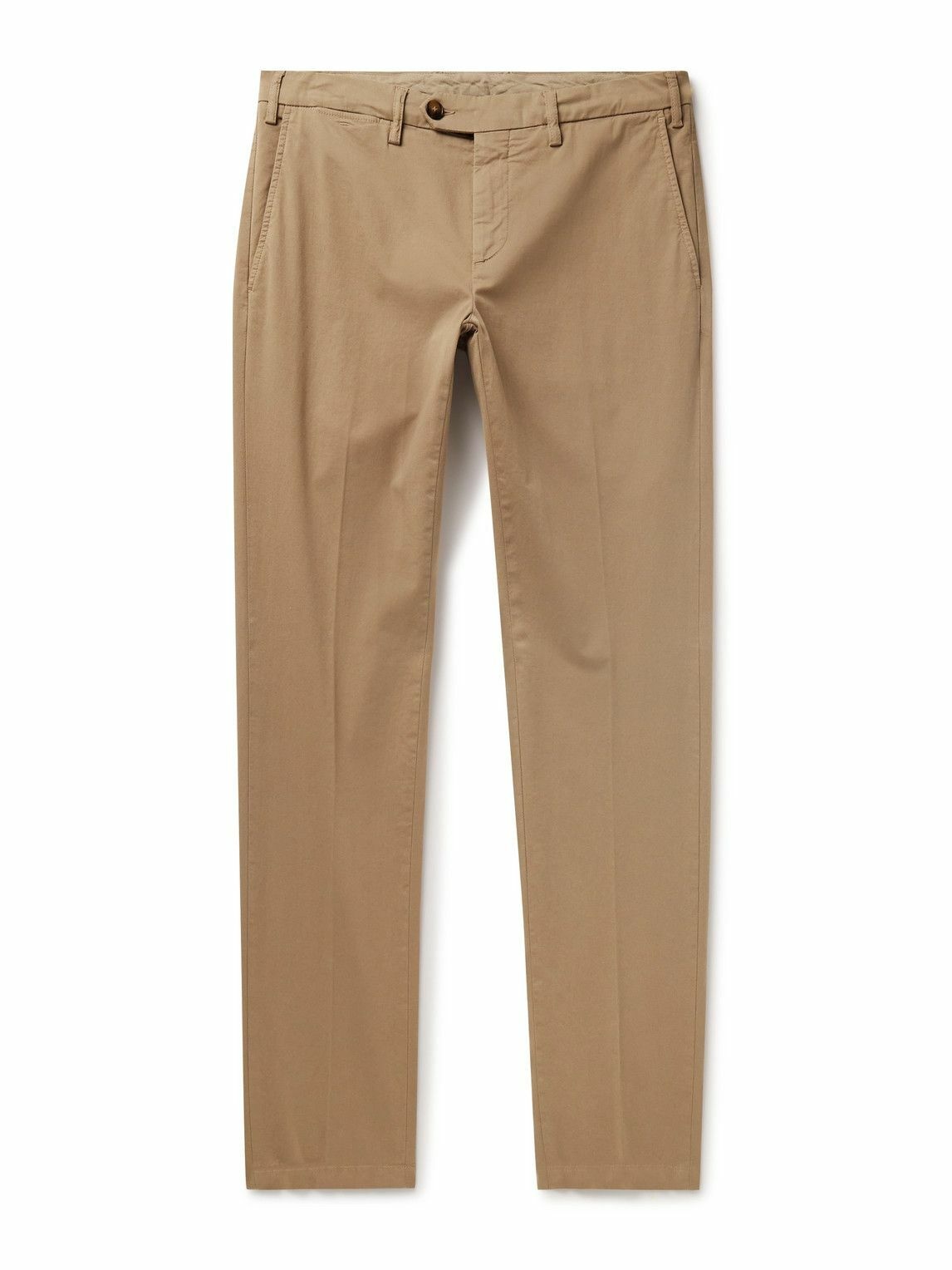 Photo: Canali - Slim-Fit Cotton-Blend Twill Chinos - Brown