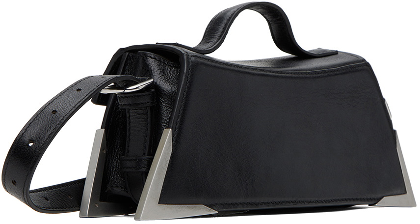 Han Kjobenhavn Black Crinkle Leather Metal Shoulder Bag
