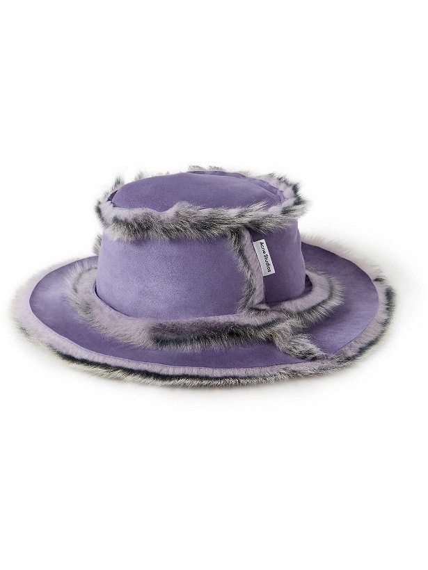 Photo: Acne Studios - Striped Shearling Bucket Hat - Purple