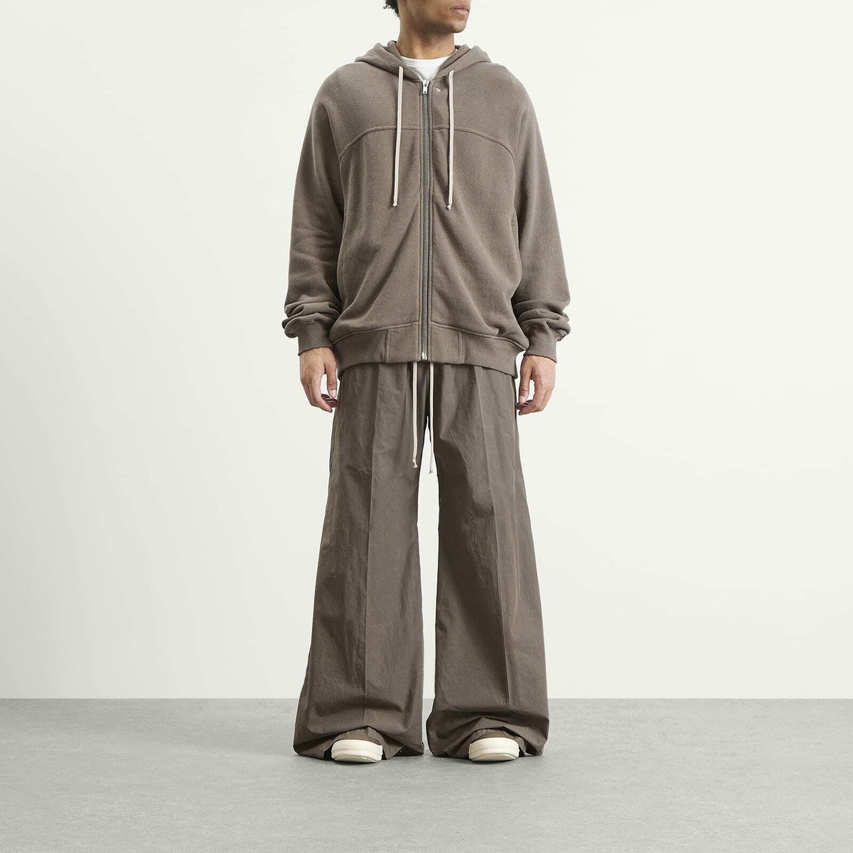 Rick Owens Men's Slouchy Zip Hoodie in Dust