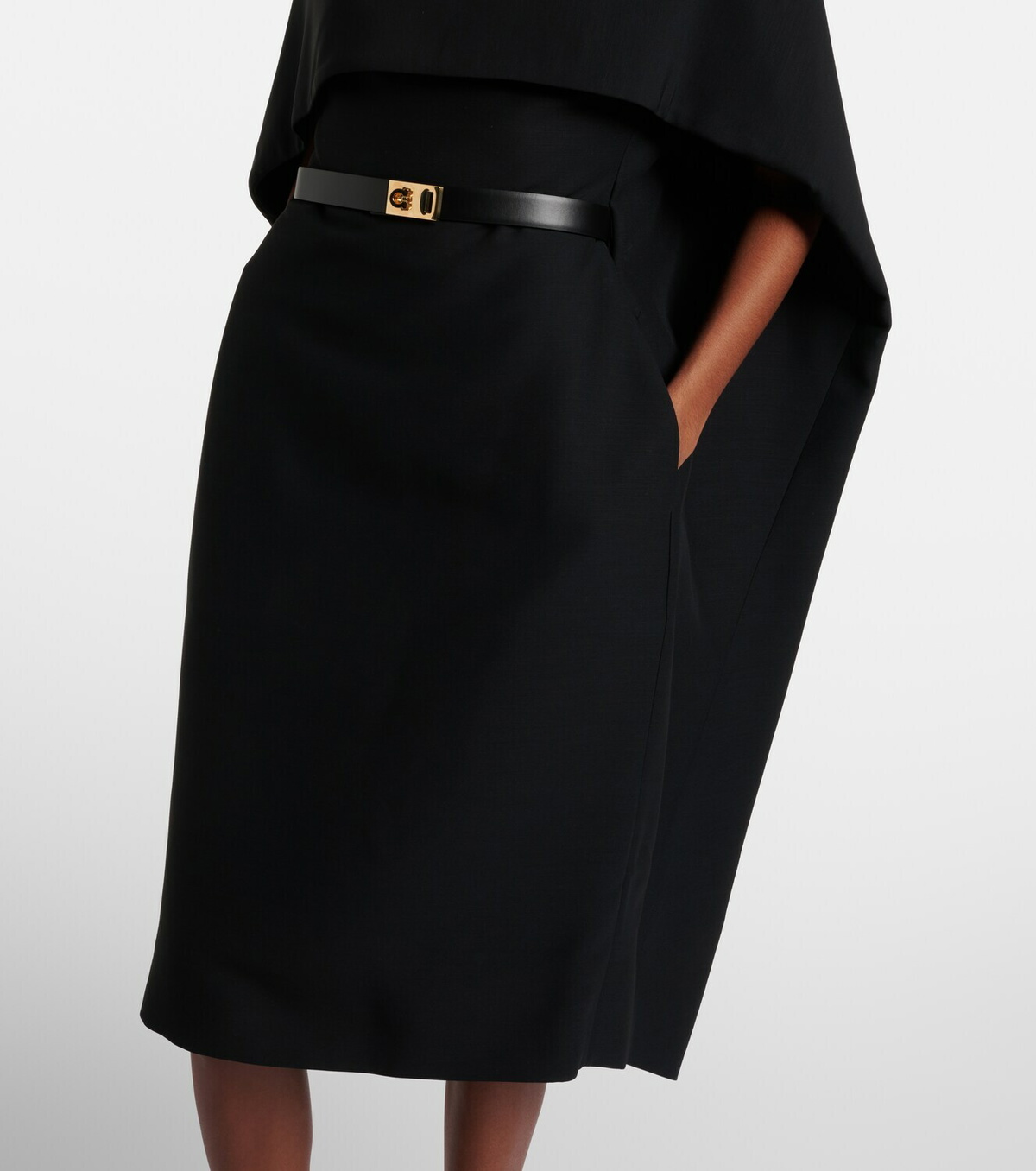 Ferragamo Belted caped midi dress