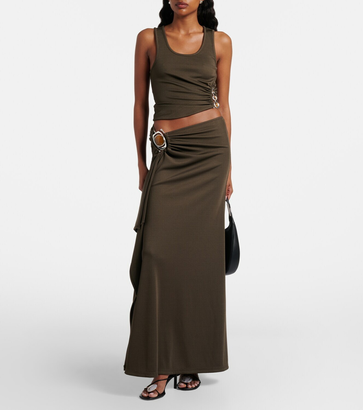Christopher Esber Droplet Crystal embellished ruched tank top
