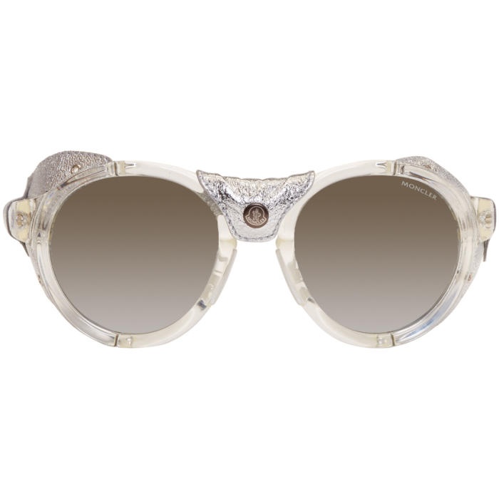 Photo: Moncler Clear and Silver Round Sunglasses 