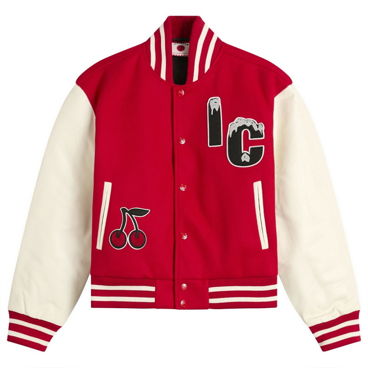 Photo: ICECREAM Women's Cherry Varsity Jacket in Red