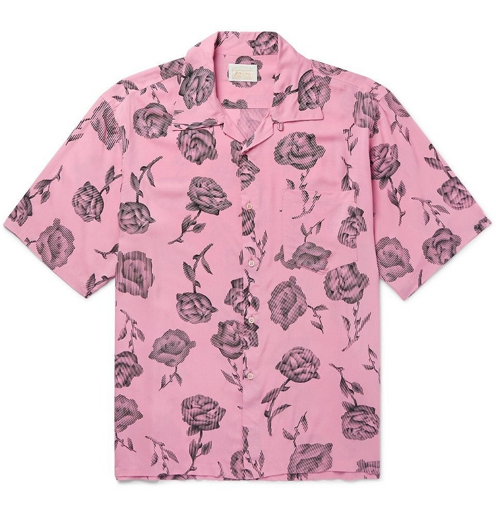Photo: Aries - Camp-Collar Printed Voile Shirt - Pink