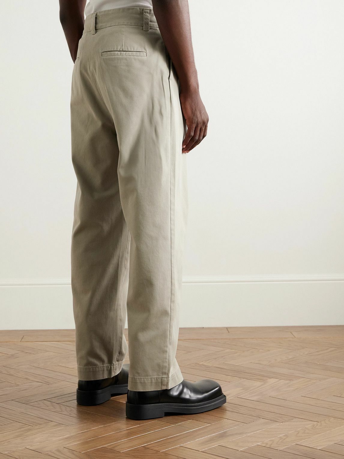 AGOLDE - Slater Straight-Leg Pleated Cotton-Twill Trousers - Neutrals