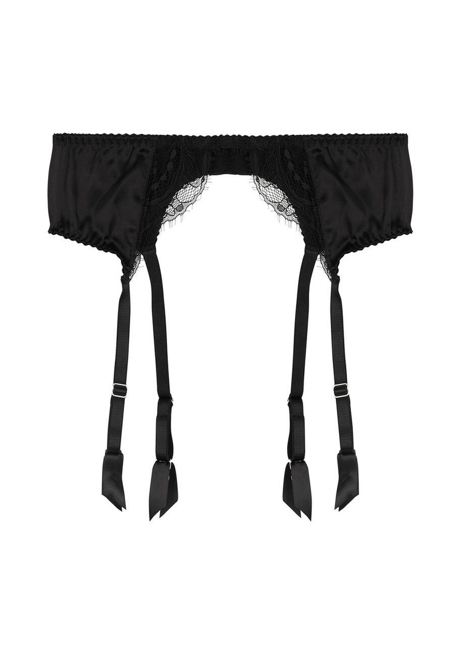 Fleur OF England Signature Silk-blend Suspender Belt Black