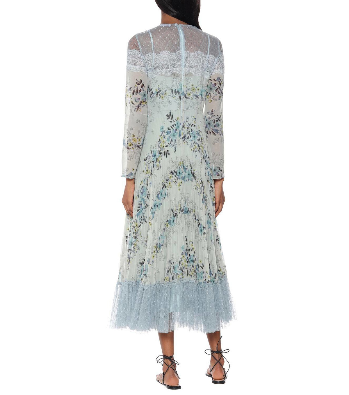 REDValentino Tulle-trimmed floral midi dress
