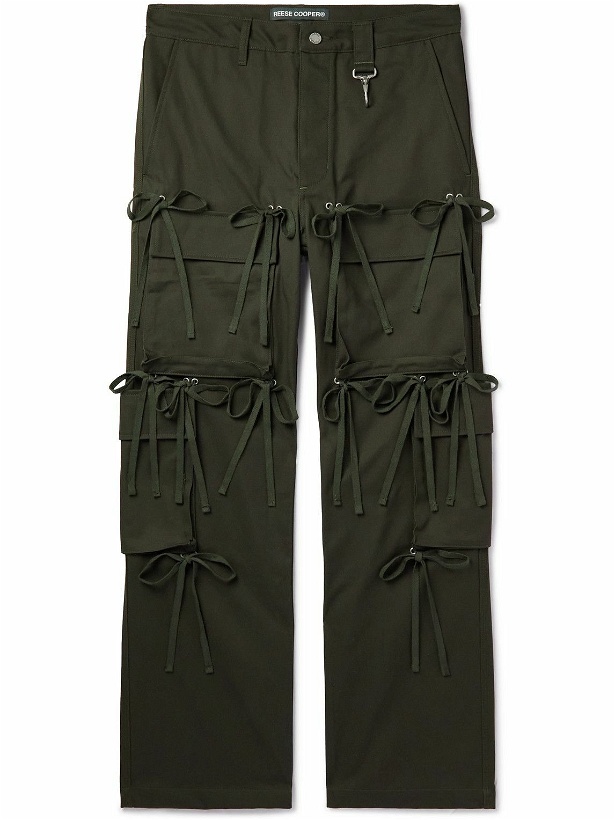 Photo: Reese Cooper® - Straight-Leg Fringed Cotton-Twill Cargo Trousers - Black