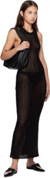 St. Agni Black Cotton Crochet Maxi Dress