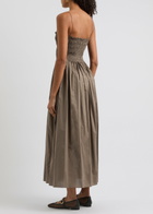 Matteau Smocked Cotton Midi Dress Khaki