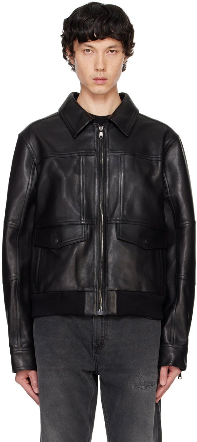 Balmain Black 2 Pocket Leather Jacket