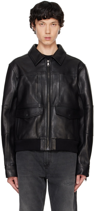 Photo: Balmain Black 2 Pocket Leather Jacket
