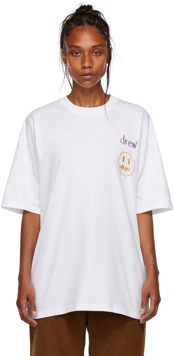 drew house SSENSE Exclusive White Stacked Logos T-Shirt