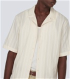 Sunspel Embroidered striped cotton bowling shirt