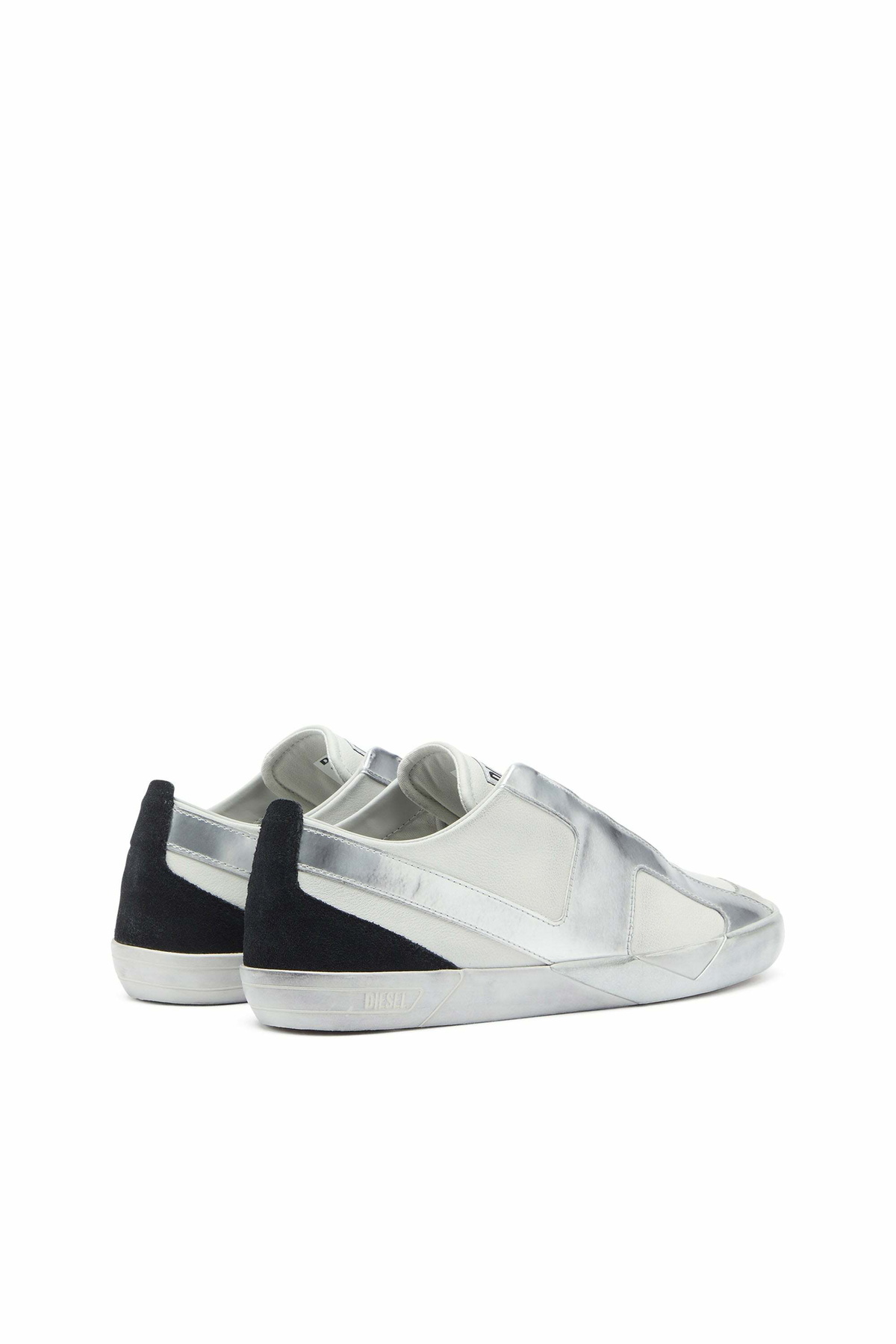 Diesel S-Slante-D - Distressed sneakers in leather and suede - Sneakers Mens in White