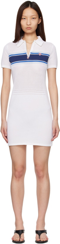 Photo: Casablanca Off-White Striped Mesh Minidress