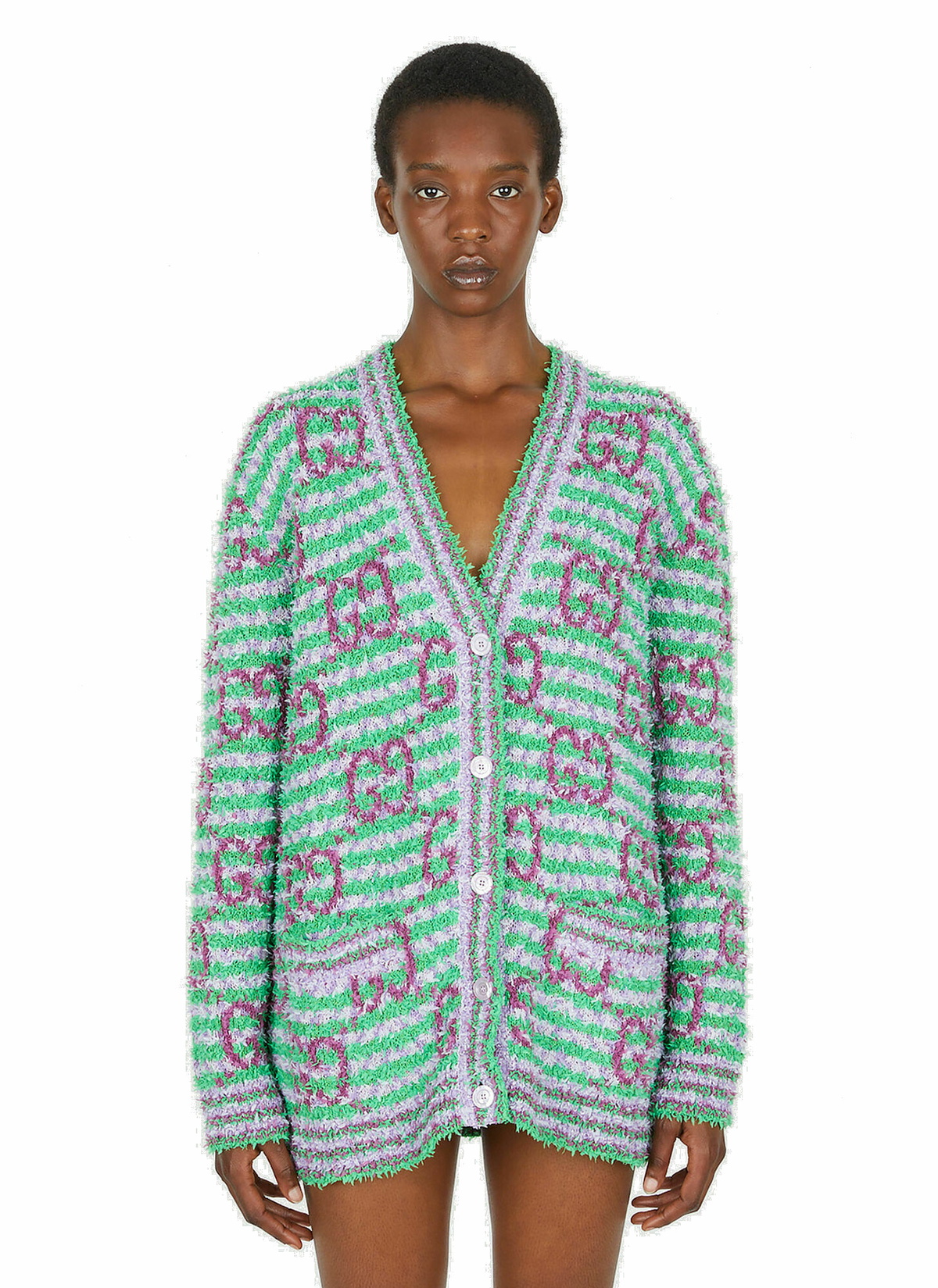 Love Parade Textured Cardigan in Green Gucci