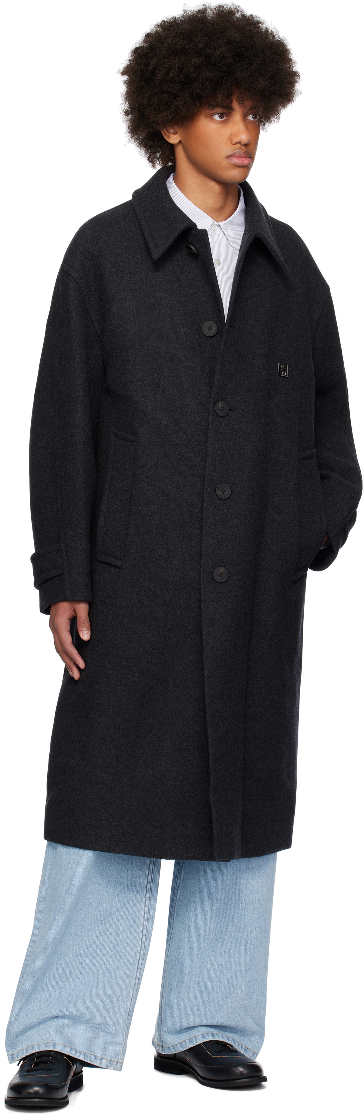 WOOYOUNGMI Gray Wool Balmacaan Coat Wooyoungmi
