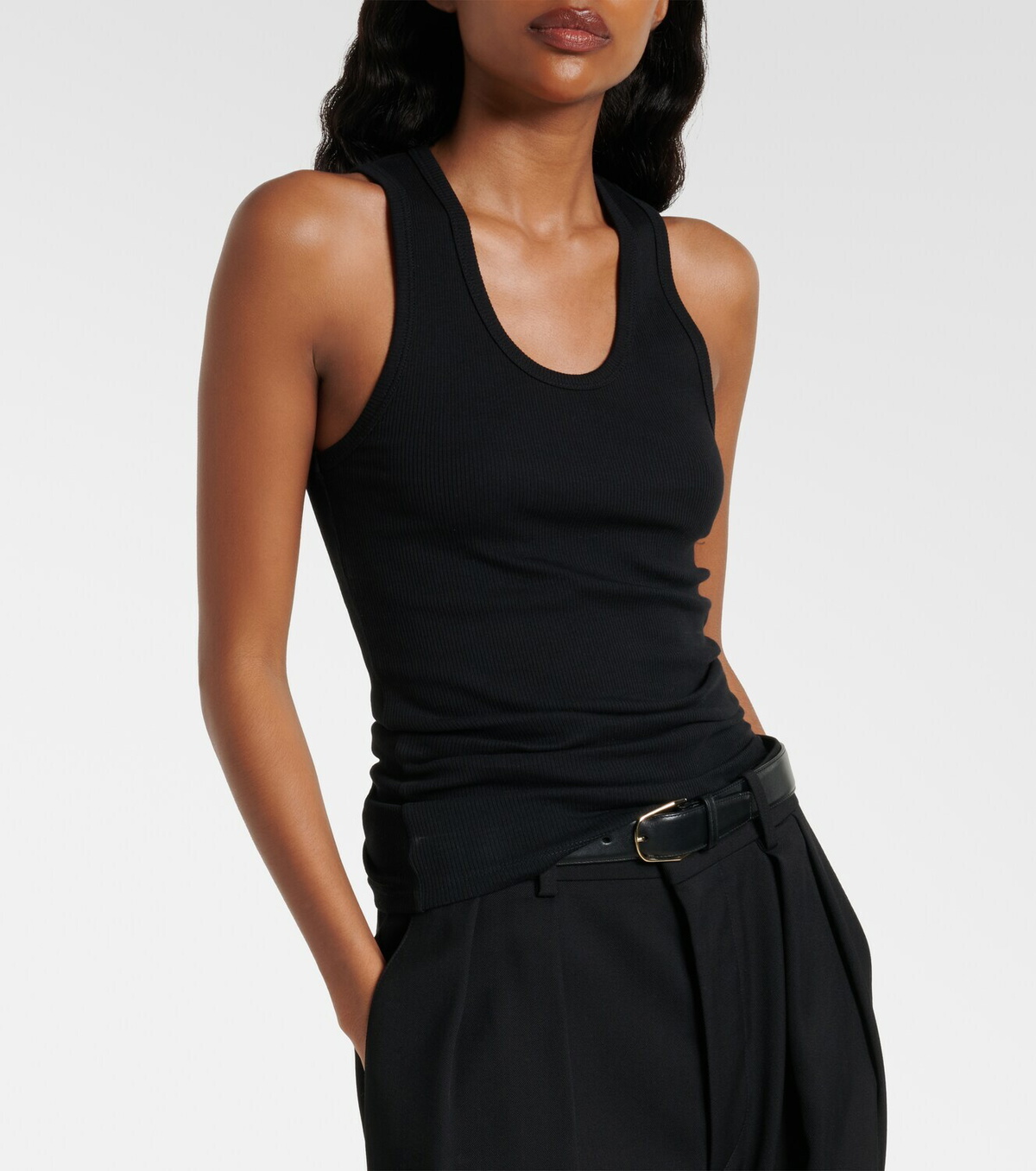 Wardrobe.NYC Ribbed-knit cotton jersey tank top