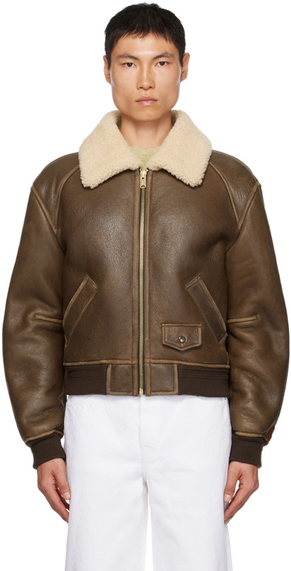 Photo: Recto Brown Paneled Leather Jacket