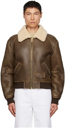 Recto Brown Paneled Leather Jacket