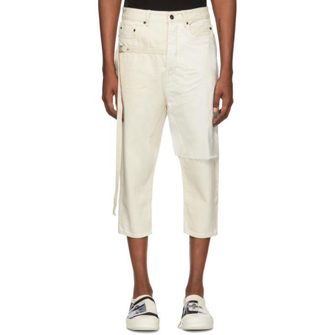 Photo: Rick Owens Drkshdw Off-White Combo Collapse Cropped Jeans