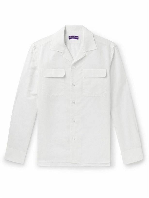 Photo: Ralph Lauren Purple label - Camp-Collar Cotton and Silk-Blend Shirt - White