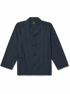 Needles - Convertible-Collar Leopard-Jacquard Shirt - Blue