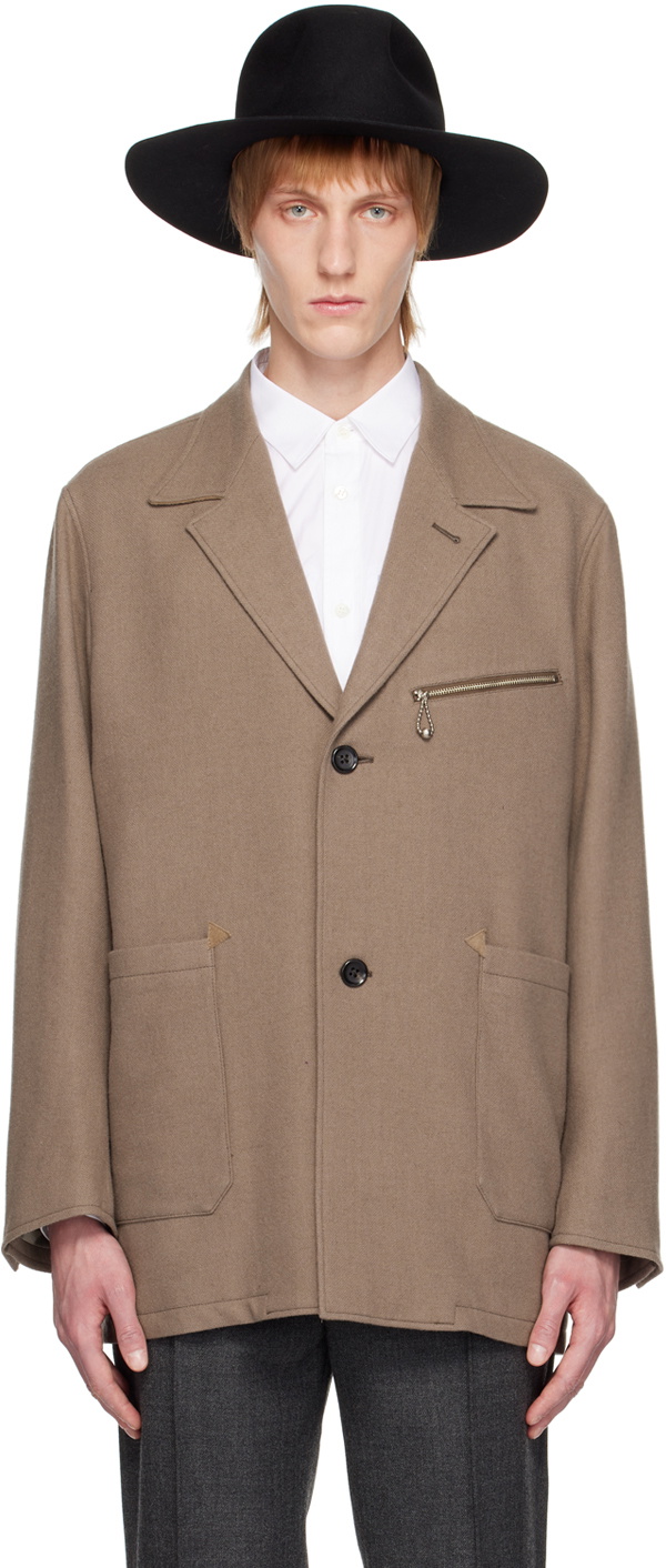 The Letters Brown Single-Breasted Blazer