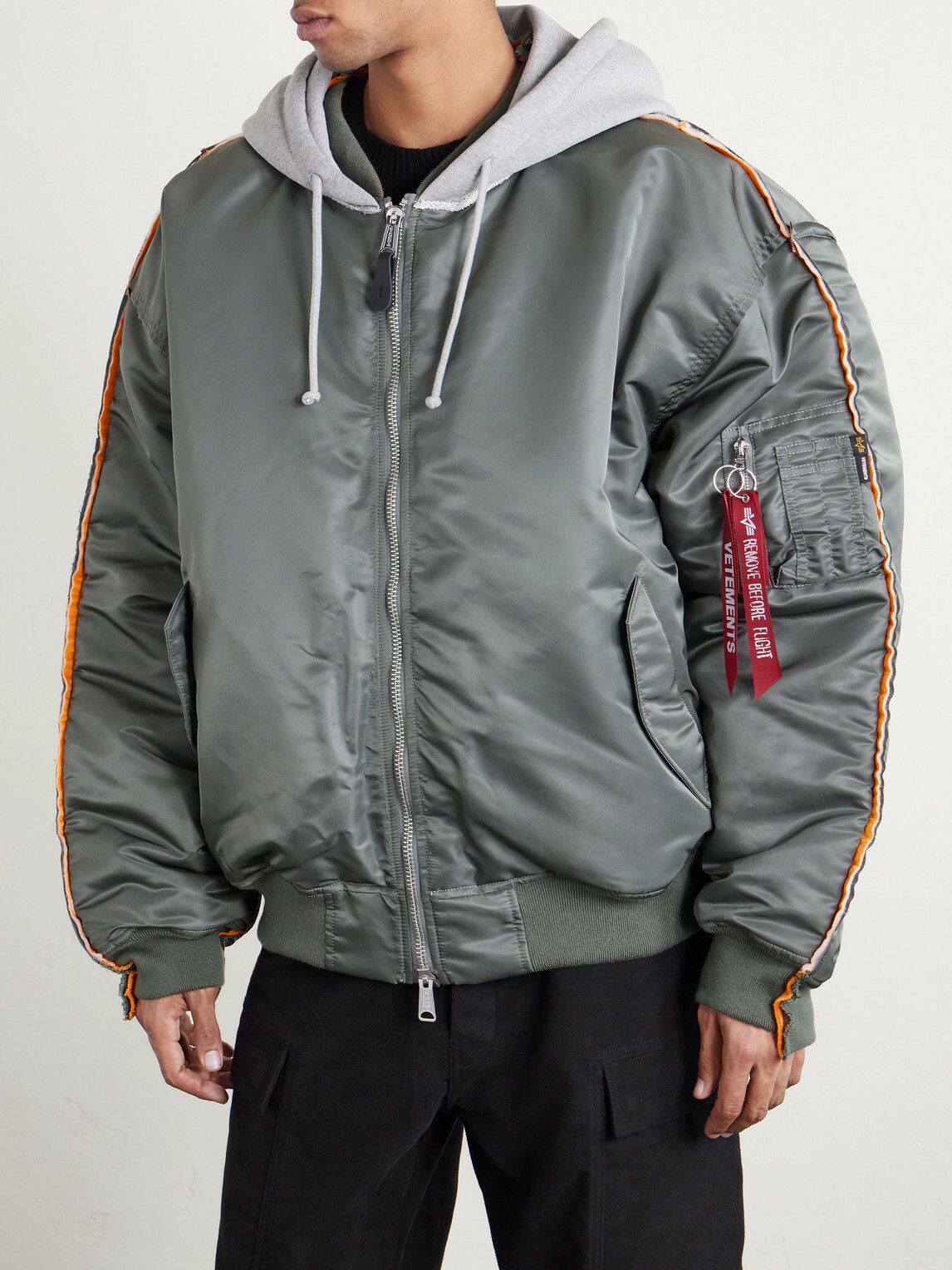 VETEMENTS - Padded Shell and Cotton-Blend Jersey Hooded Jacket - Green